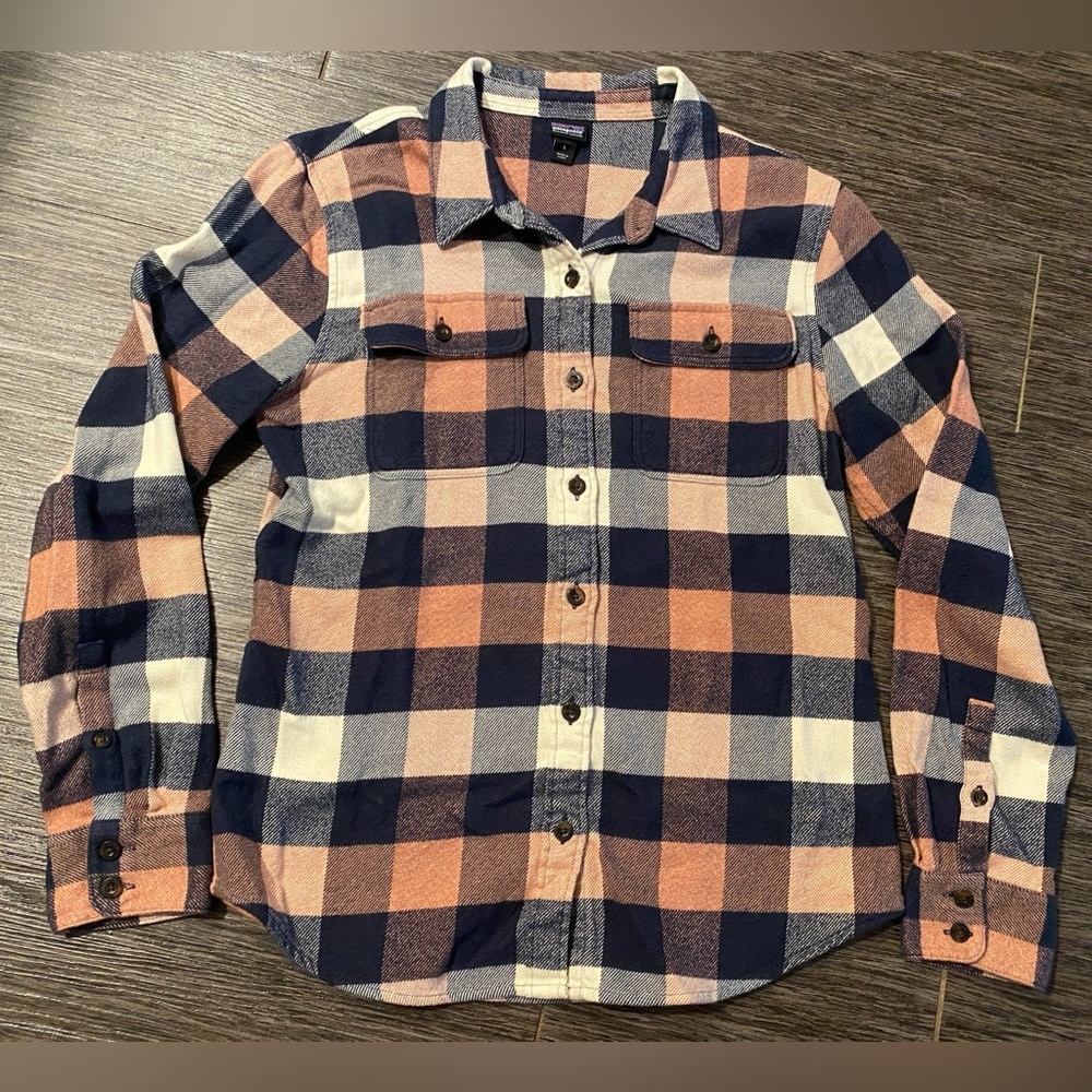 Patagonia Long-Sleeved Fjord Flannel Shirt Upriver/Century Pink Size Small